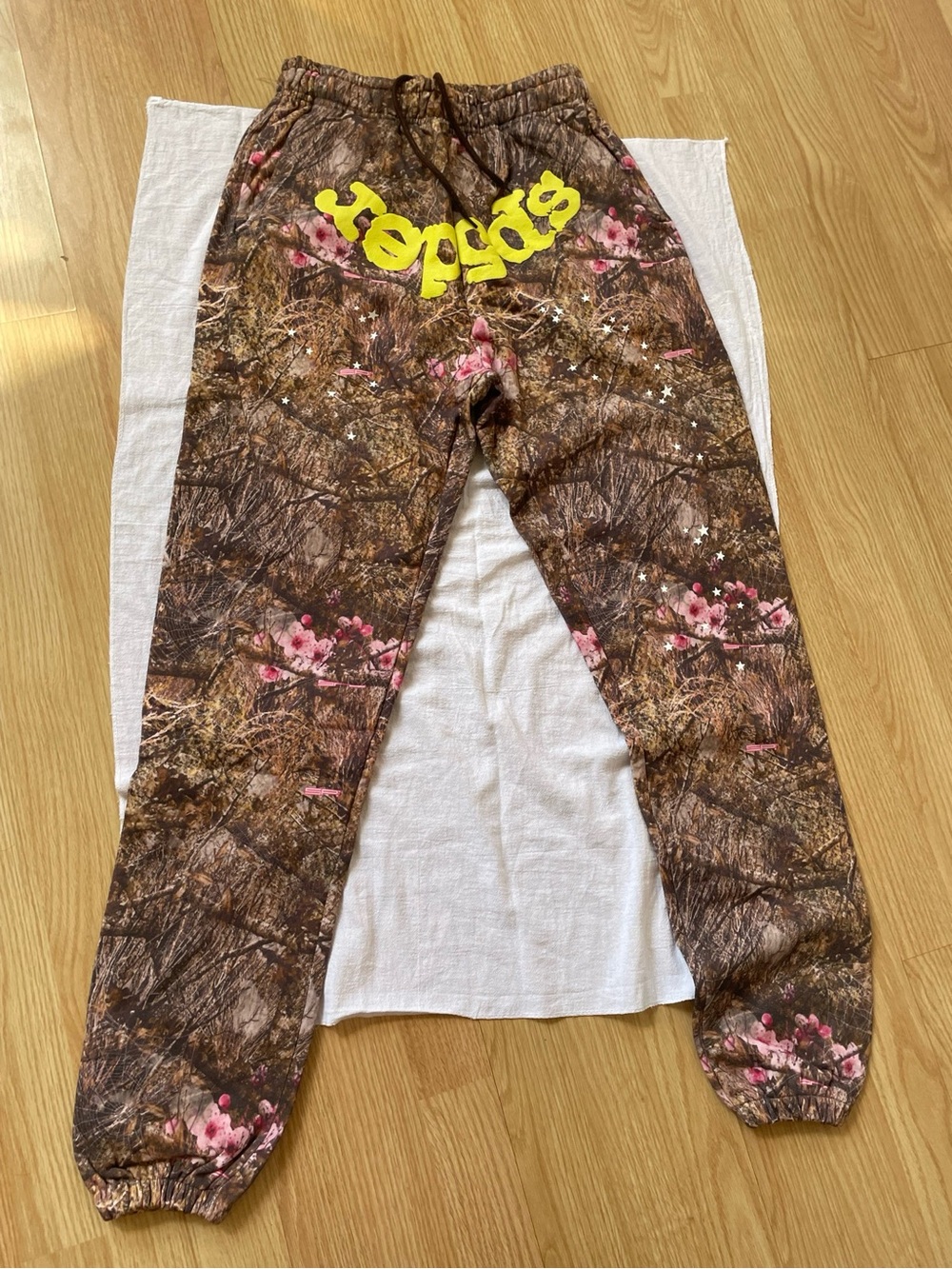 Spider Brown Camo Floral Joggers with Yellow Logo